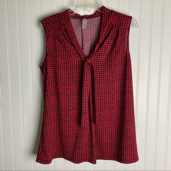 PERSEPTION CONCEPT Career Red & Black Print Top - Picture 5 of 7